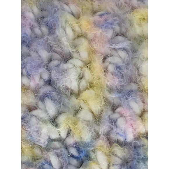 Handmade Crochet Baby Blanket Girl Pink White Blue Ruffed Trim Hygge Soft Fuzzy - Picture 8 of 8